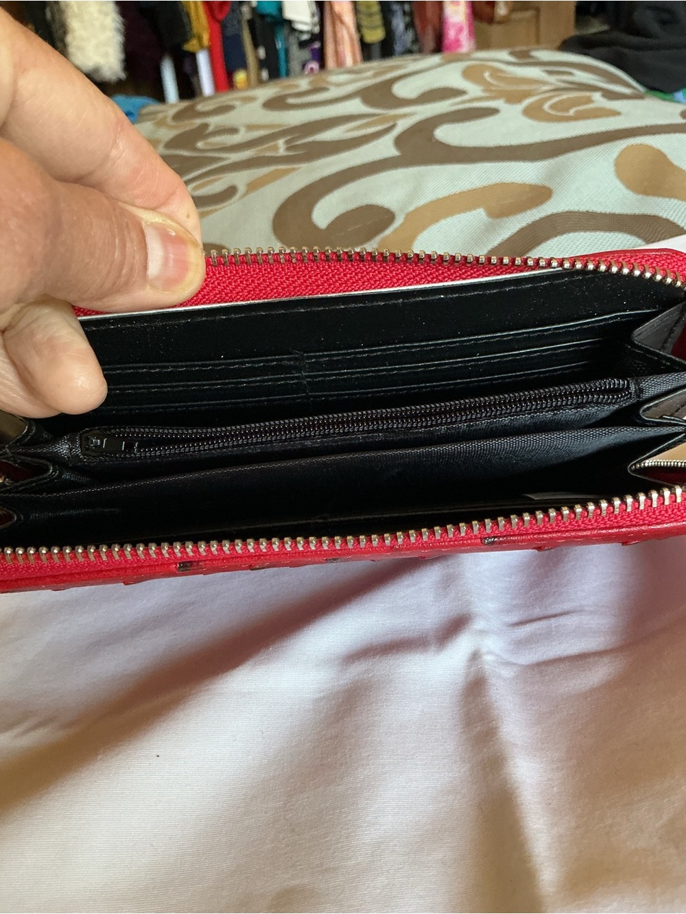Faux ostrich Textured Print Zip-Around Wallet - Picture 3 of 4